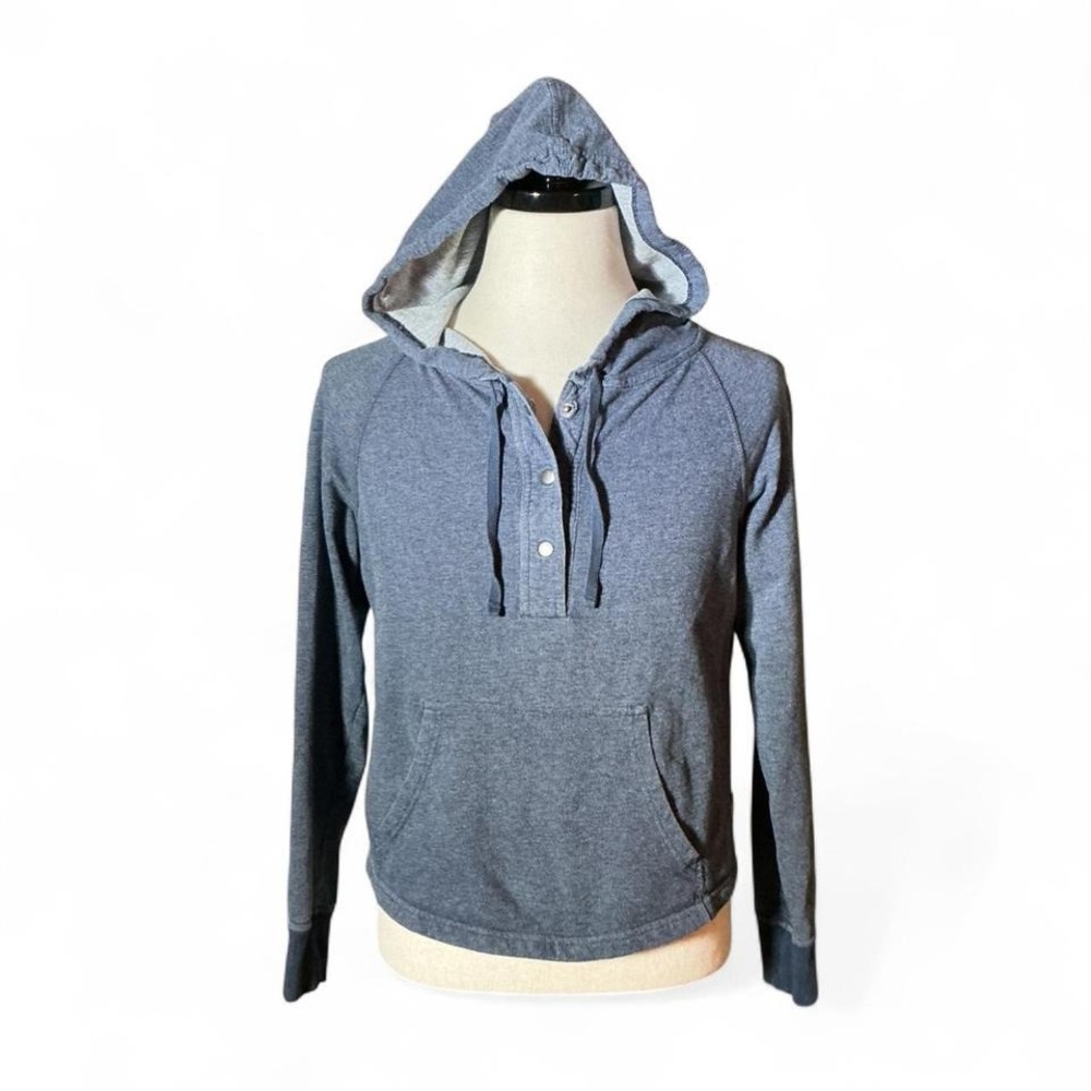 Patagonia Gorpcore Womens Organic Cotton Raglan Snap Neck Hoodie Blue S 39550